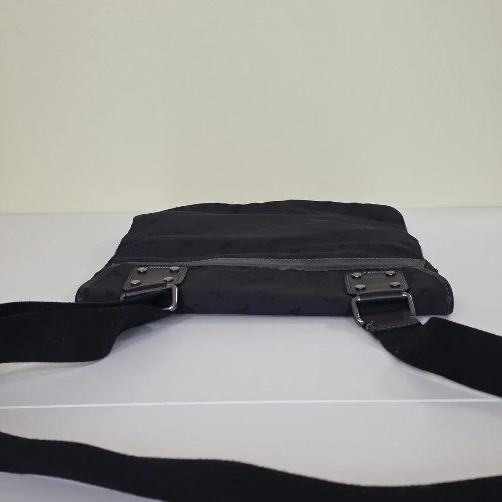 Cesare Paciotti Messenger Cross Body Dagger AOP Bag Made In Italy Black Embossed